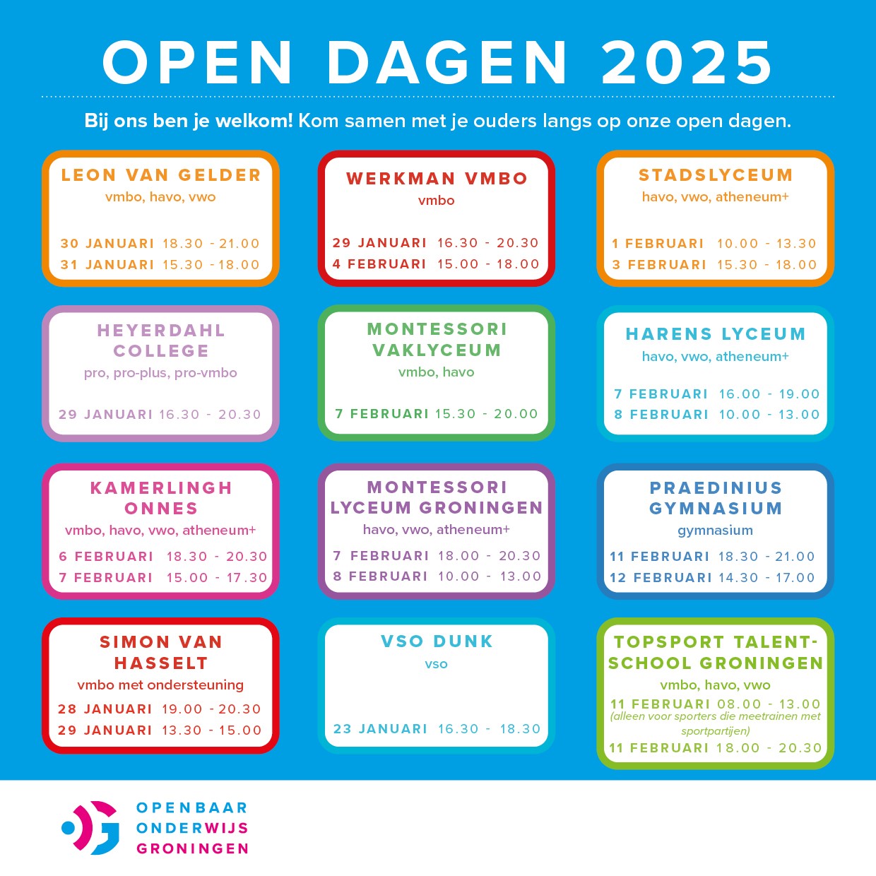 Open dagen Openbaar Onderwijs Groningen 2025