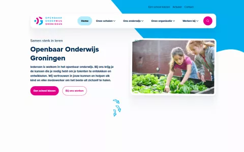 Een screenshot van de homepage van de nieuwe corporate site.